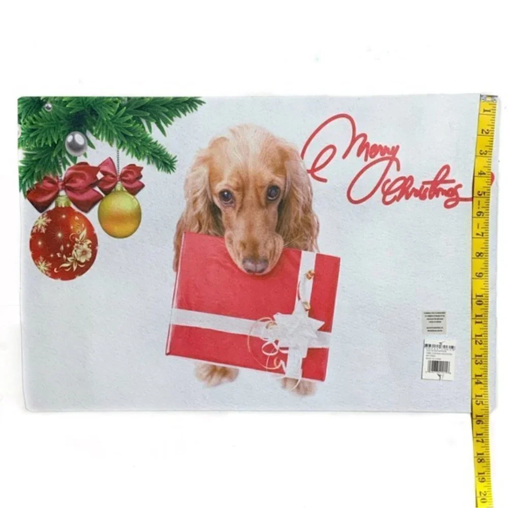 Holiday Doormat Puppy Dog Christmas Decor Rectangle 16 X 24 In Multicolor